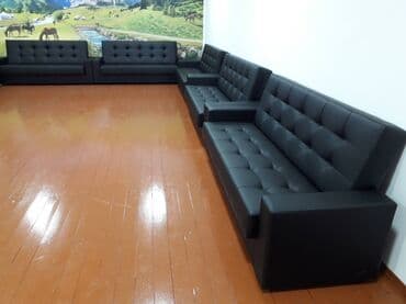 диван черный: Прямой диван, Новый, Трехместный — 6