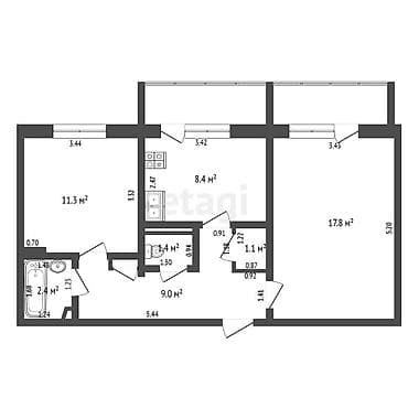 недвижимост: 2 комнаты, 62 м², 4 этаж, Косметический ремонт — 10