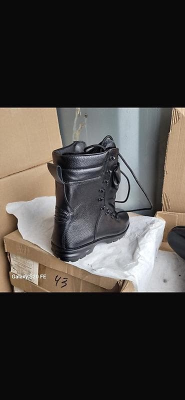 кийим: Берцы/армейские ботинки, черные, высокие - Материал: натуральная — 2