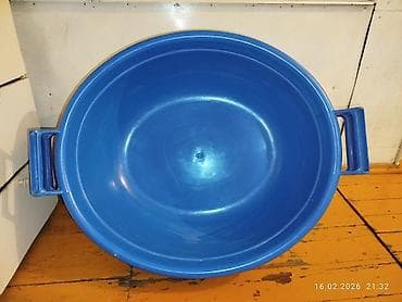 Товары для пикника: Большой пластиковый таз с ручками, синий. - Овальная форма, объёмный — 2