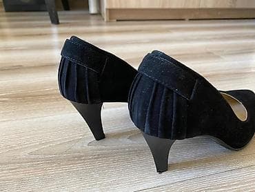 Сапоги: Нутуральные замшевые вечерние черные туфли, размер 37, производство — 1