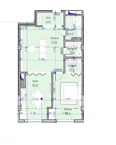 недвижимость квартиры: 2 комнаты, 73 м², Орто-Сай с. Элитка, 4 этаж — 8