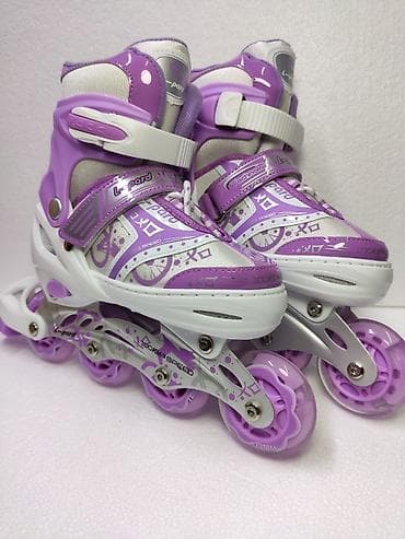 Ролики: Новые роликовые коньки L-parD, фиолетово-белые - Тип: inline (4 — 4