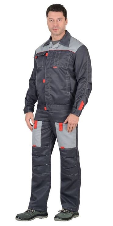 Костюм "СИРИУС-ФАВОРИТ" летний: куртка, п/комб. тёмно-серый с серым