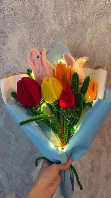 пряжи: Авторские букеты из плюшевого шнура (проволочного «пушистого» кантика) — 1