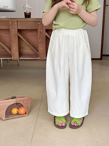 ватные штаны: Детские свободные брюки из легкой хлопковой ткани - Фасон: широкие — 1