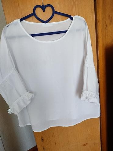 Айымдардын кийими: Блузка, Кече, Шифон, Solid print, Тунук модель — 2