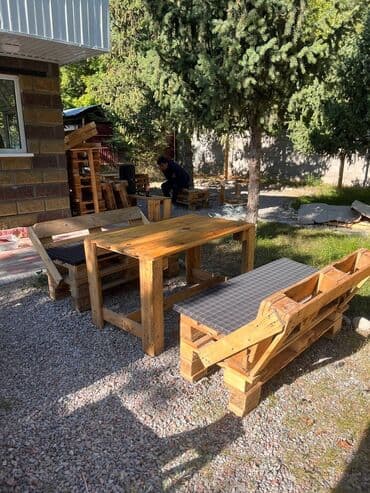 мебель из паллет: Комплект садовой мебели — 1