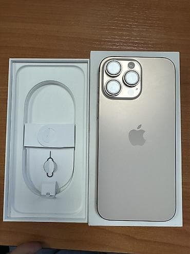 IPhone 16 Pro Max, Б/у, 256 ГБ, Desert Titanium, Чехол, Кабель, 95 %