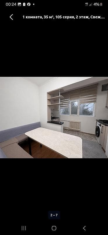 ххх квартира: 1-комнатная квартира, 35 м², 105 серия, 2 этаж. центральный отопления — 2