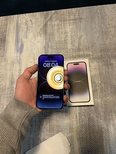 телифон айфон: IPhone 14 Pro, Б/у, 128 ГБ, Deep Purple, Чехол, Коробка, 86 % — 7