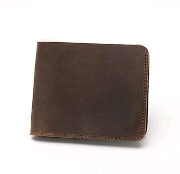 Аксессуары: Кожаный мужской бумажник (bifold), коричневый. - Материал — 3
