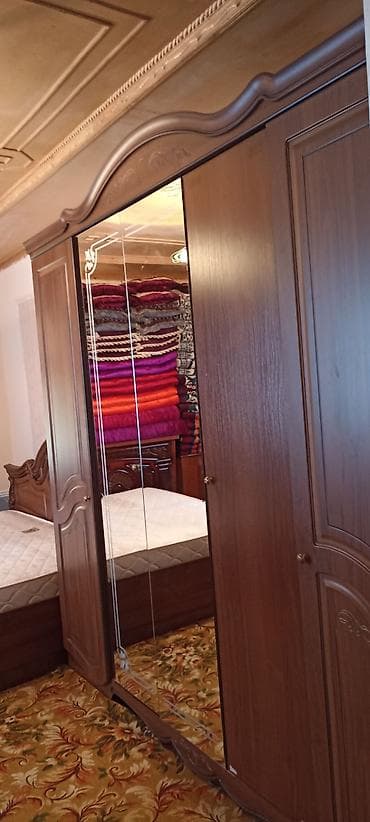 бу спальная: Спальный гарнитур, Двуспальная кровать, Шкаф, Комод, цвет - Коричневый — 6