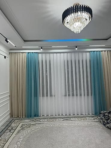 Комплект штор, С тюлем в комплекте, Готовое изделие, Для зала