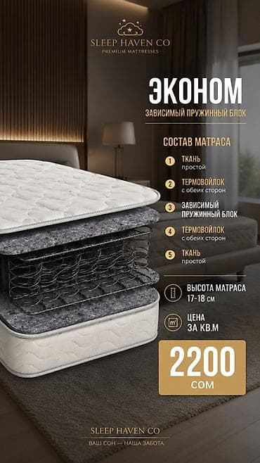 Матрас Sleep Haven Co «Эконом» — зависимый пружинный блок Состав: -