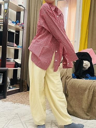 Атайын кийим: Рубашка в клетку (красно‑белая), классический крой - Принт: мелкая — 2