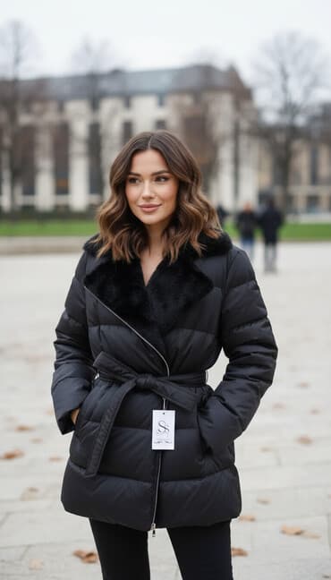 зимние куртки женские больших размеров недорого: Пуховик, По колено, Приталенная модель, M — 2