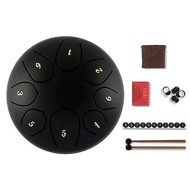 Стальной язычковый барабан (tongue drum), компактный, матовый черный