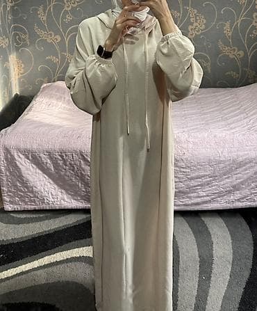 худи женское: Повседневное платье, Made in KG, Длинная модель, Трикотаж, Оверсайз, M — 1