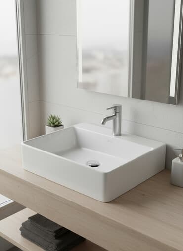 умывальник на: Раковина для ванной, Квадратная форма, Материал: Керамика — 1