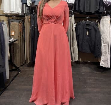 черное платье в пол с открытой спиной: Вечернее платье, А-силуэт, Длинная модель, С рукавами, С пайетками, M — 5