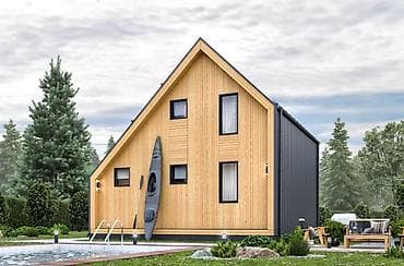 дом из контейнер: Современный каркасный дом в стиле A‑frame с панорамным остеклением — 8