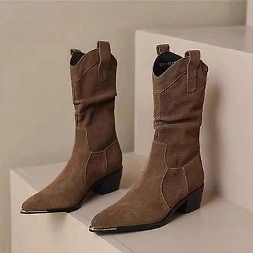 Ботинки и ботильоны: Деми сапоги замша Богатый коричневый цвет Размер 36 БУ носила 2 раз — 1