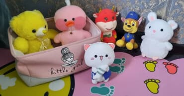 игрушки с пледом: Мягкие игрушки с корзиной-хранилищем Состав набора: - Плюшевый — 1