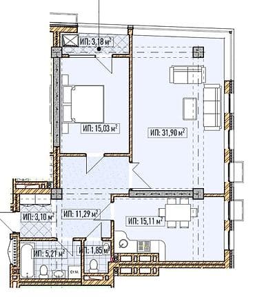 жк нью йорк сити: 2 комнаты, 87 м², Элитка, 7 этаж, Готовая ПСО (под самоотделку) — 5