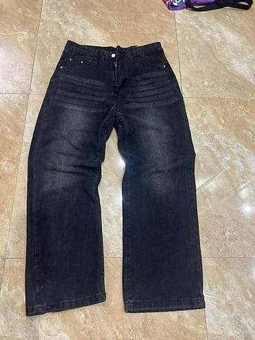 Брюки: Черные бэгги джинсы, унисекс, состояние отличное, разок примерил но к — 1