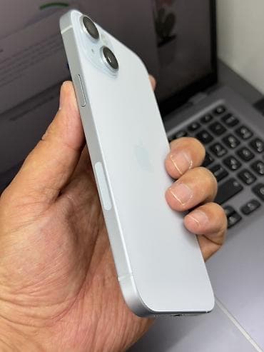 iphone kg: IPhone 15 Plus, Б/у, 128 ГБ, Голубой, Защитное стекло, Чехол, 87 % — 4