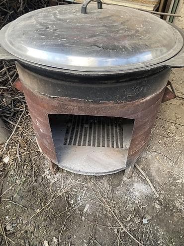 мобильные бани: Казан с очагом для готовки на дровах 80 литровый - Материал казана — 2