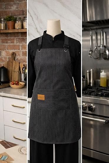 мектепке кийим: Фартук-передник унисекс для кухни/барбершопа/кофейни. - Цвет — 1