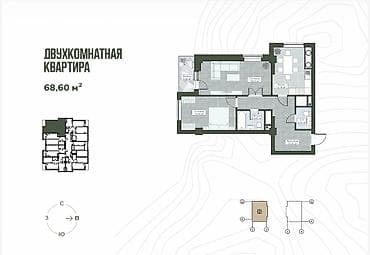 2 комнаты, 68 м², Элитка, 11 этаж, Готовая ПСО (под самоотделку) — 3