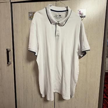 Футболки: Мужская поло FUN DAY Slim Fit - Цвет: белый с темно‑синей окантовкой — 1