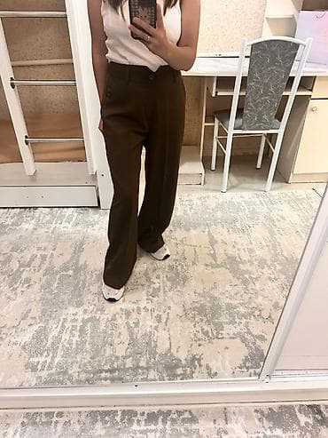 Личные вещи: Женские брюки палаццо — 2 пары 1) Черные в белую вертикальную полоску — 10