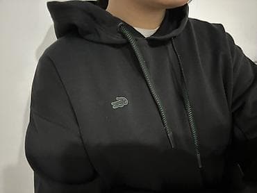 Укороченное худи Lacoste оригинал, размер L, черный, с 2 потайными — 2