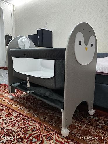 Детская мебель: Детская приставная кроватка, Новый, С колесиками, цвет - Серый — 9