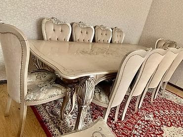 мебель купить: Гарнитур для зала, Б/у, Журнальный стол, Стул, Диван, Дерево, Самовывоз, цвет - Бежевый — 2