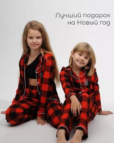 navy: Пижама, Фланель, США, В клетку, XS, S, M — 3