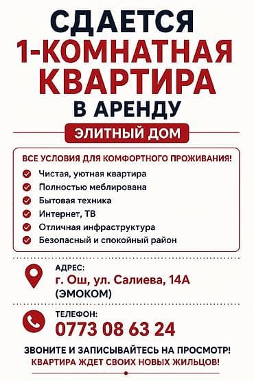 1 комната, С мебелью полностью
