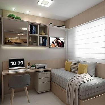 Стол жана отургуч комплекттери: Буйрутма эмеректер, Уктоочу бөлмө, Ашкана гарнитурасы, Шкаф, Керебет — 4