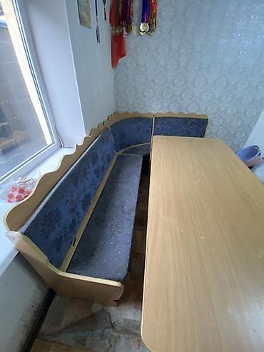 заказать столешницу по размерам: Кухонный мягкий уголок, МДФ, цвет - Синий — 2