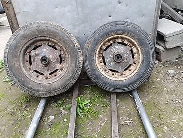 12 шины: Колеса в сборе <130 / <25 / R <13, Всесезонная, Б/у, Пара, С/х техника, Железные, отверстий - 3 — 1