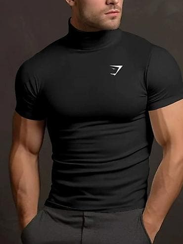 мма шорты: Мужская спортивная футболка с коротким рукавом и воротом-стойкой. - — 1