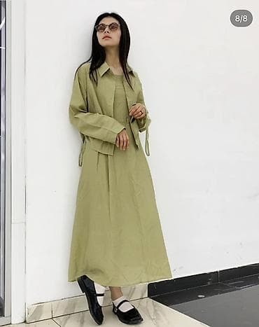 брюки лосины с: Льняной женский комплект в нежном оливковом цвете.
Размер 42-48
Новая — 1