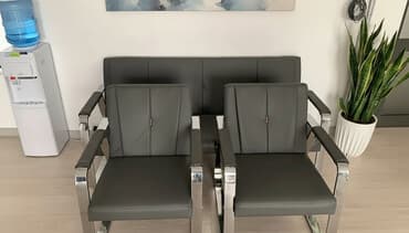 купить офисные диваны: Кеңсе үчүн диван, түсү - Боз, Экокожа — 1