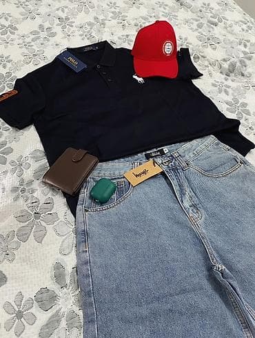 старый вещи: Джинсовые шорты Stüssy + поло Polo Ralph Lauren + бейсболка + кожаный — 4