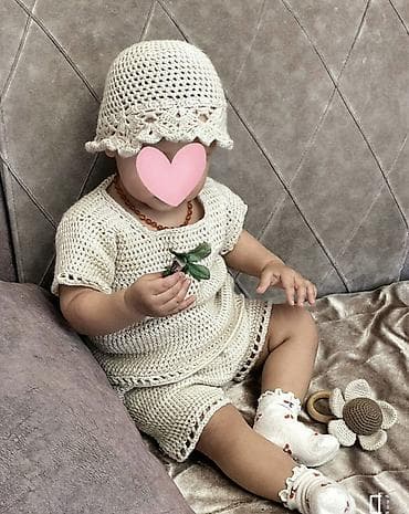 Жаш кыздардын көйнөктөрү: Комплект, түсү - Саргыч боз, Жаңы — 1