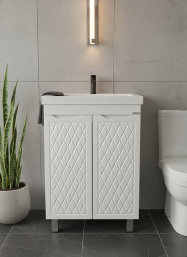 шкафчик в ванну: Жуунуучу бөлмө үчүн шкаф, Жаңы, Күзгүсүз, МДФ, Бөлүп төлөө менен — 1